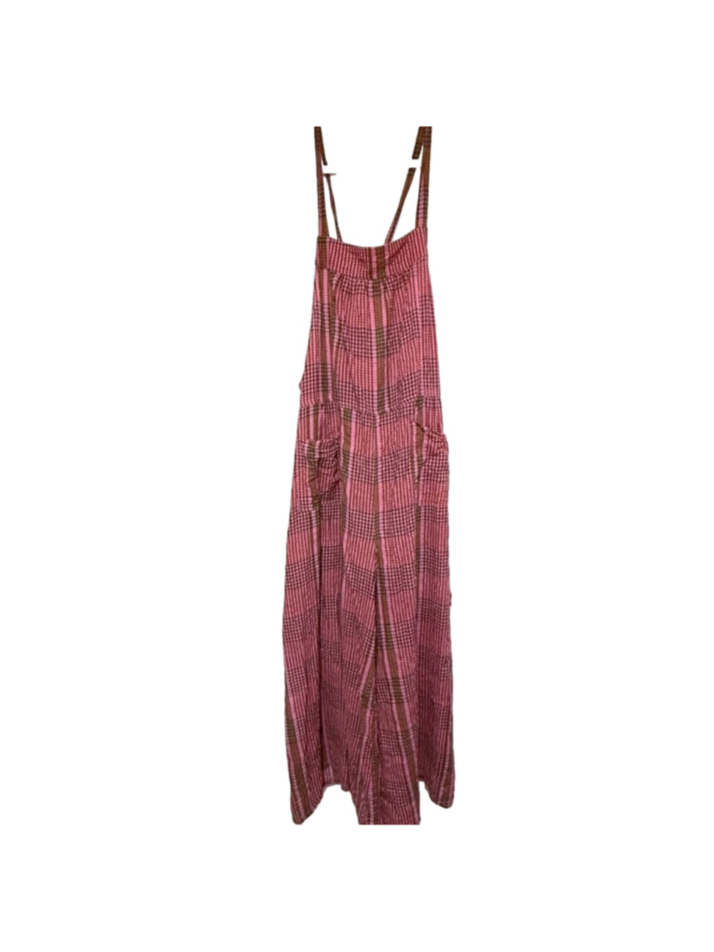 Natural Life Dakota Tie Overall in Pink Plaid Women’s Size XL - Picture 2 of 7